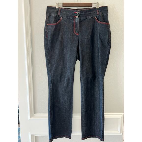 Bisou Bisou Vintage Retro Wide Leg Dark Denim Jeans Size 16W - Picture 1 of 6